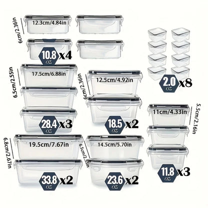 12pcs Food Storage Container Set With Easy-Snap Lids - Airtight Plastic Containers