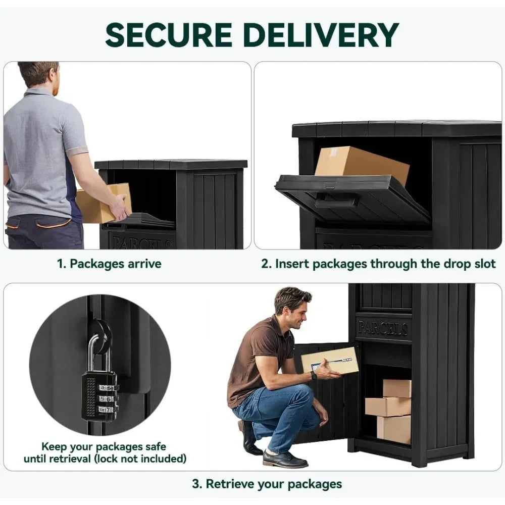 secure outdoor waterproof parcel storage box with lockable security system