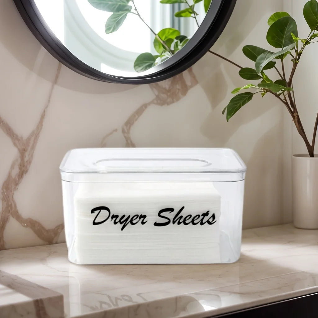 , Dryer Sheet Container with Label, Tissue Box, Acrylic Storage Box