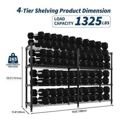 Heavy Duty Storage Shelves 4/5 Tiers Metal Shelving Unit Adjustable Organization Pantry Shelves for Kitchen Garage Commercial