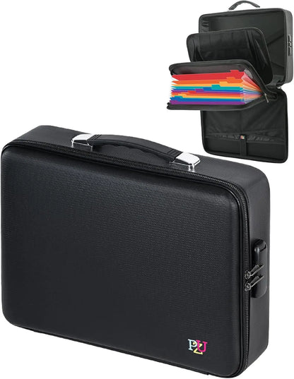 Hard-Shell Fireproof Document Safe with Lock, Waterproof File Box for Documents, Laptops, Passports - Black