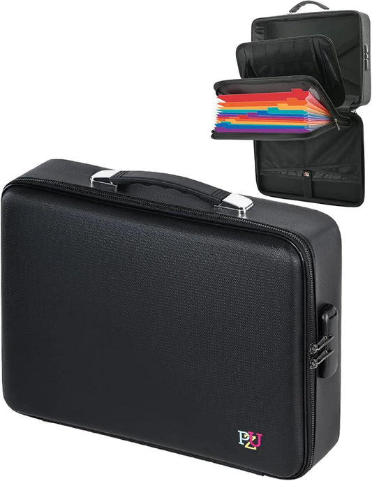 Hard-Shell Fireproof Document Safe with Lock, Waterproof File Box for Documents, Laptops, Passports - Black