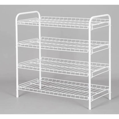 4-Tier Freestanding Steel Wire Shoe Organizer Rack Holds Up to 12 Pairs Sturdy Storage Solution Sneakers Loafers Flats Easy