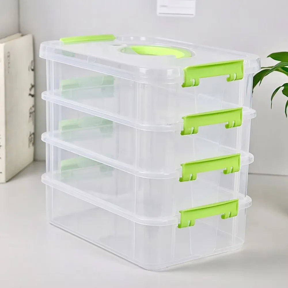 4 Layers Stackable Desk Storage Organizer Transparent Plastic