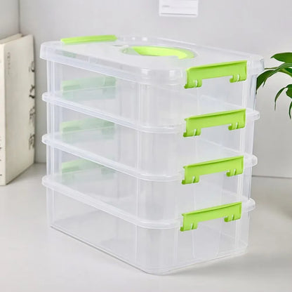 4 Layers Stackable Desk Storage Organizer Transparent Plastic