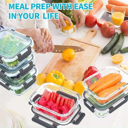 20 Pack 22oz Glass Meal Prep Containers, 10 Containers & 10 Lids, Airtight Food Storage Containers With Lids