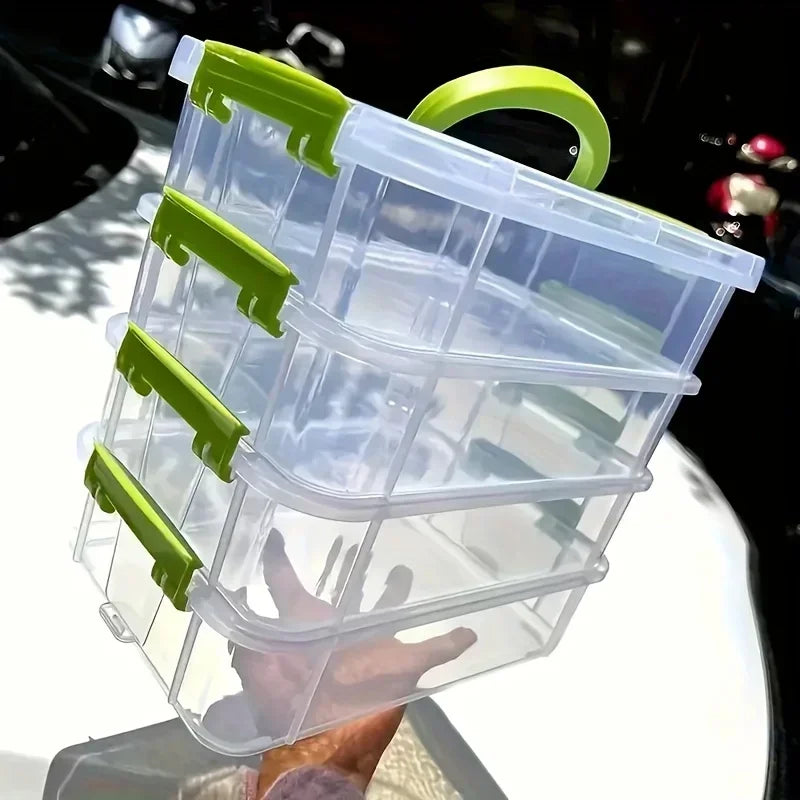 4 Layers Stackable Desk Storage Organizer Transparent Plastic