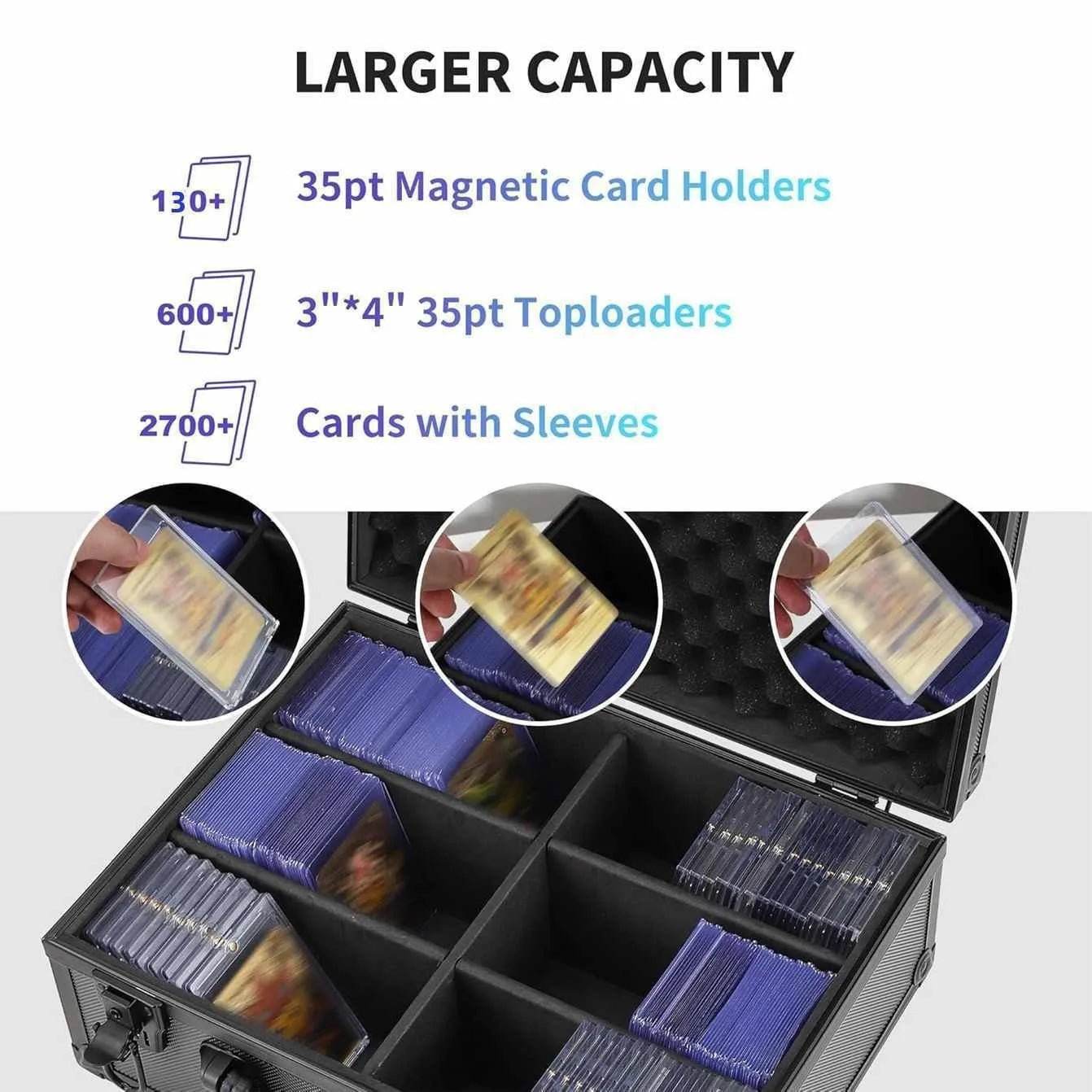6 Slot Empty Graded Trading Card Case Travel Storage Box for 3"x4" Toploaders Magnetic Card Holders (Not Fit For PSA SLABS)