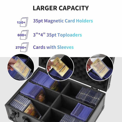 6 Slot Empty Graded Trading Card Case Travel Storage Box for 3"x4" Toploaders Magnetic Card Holders (Not Fit For PSA SLABS)