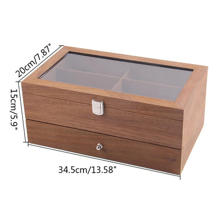 2 Layer 12 Slots Sunglass Organizer Eyeglass Display Case Glasses Storage Box