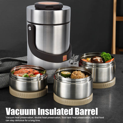 3 Layer Vacuum Insulated Barrel 2000ml 304 Stainless Steel Vacuum Insulation Lunch Box