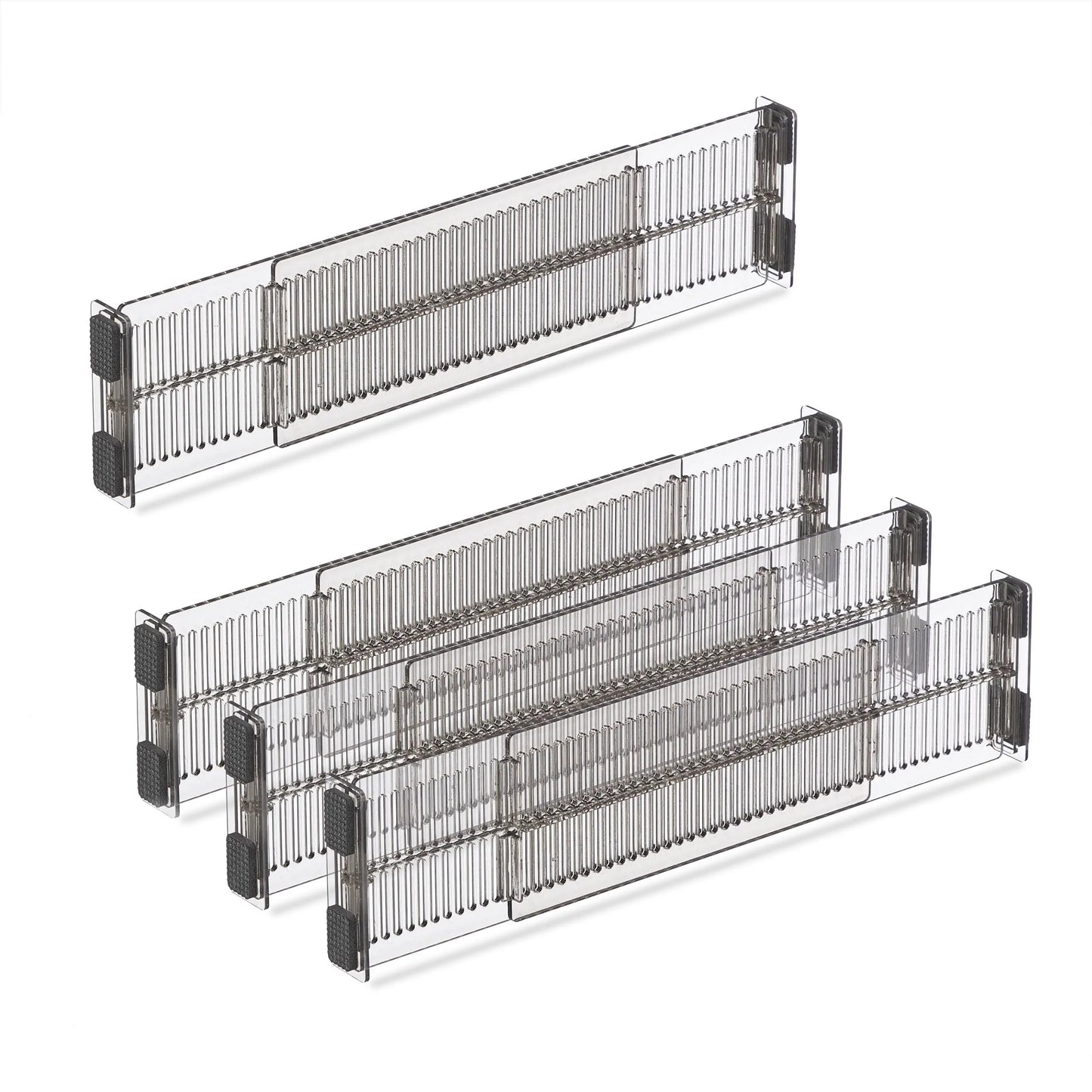 Drawer Divider Adjustable Length from 28 to 53.5 cm, Kitchen Storage, Organiser, Plastic, Clear,