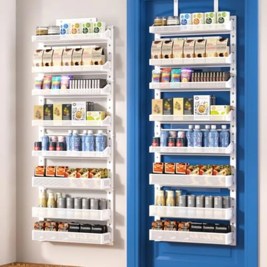 8-Tier Over the door Spice Rack Organizer Large Heavy Duty Metal Wall Mount or Over The Door 2 in 1 Rust-Proof Hanging Storage