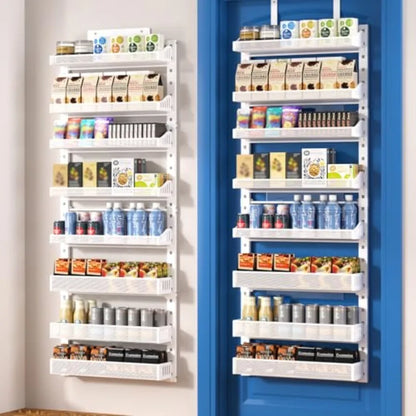 8-Tier Over the door Spice Rack Organizer Large Heavy Duty Metal Wall Mount or Over The Door 2 in 1 Rust-Proof Hanging Storage