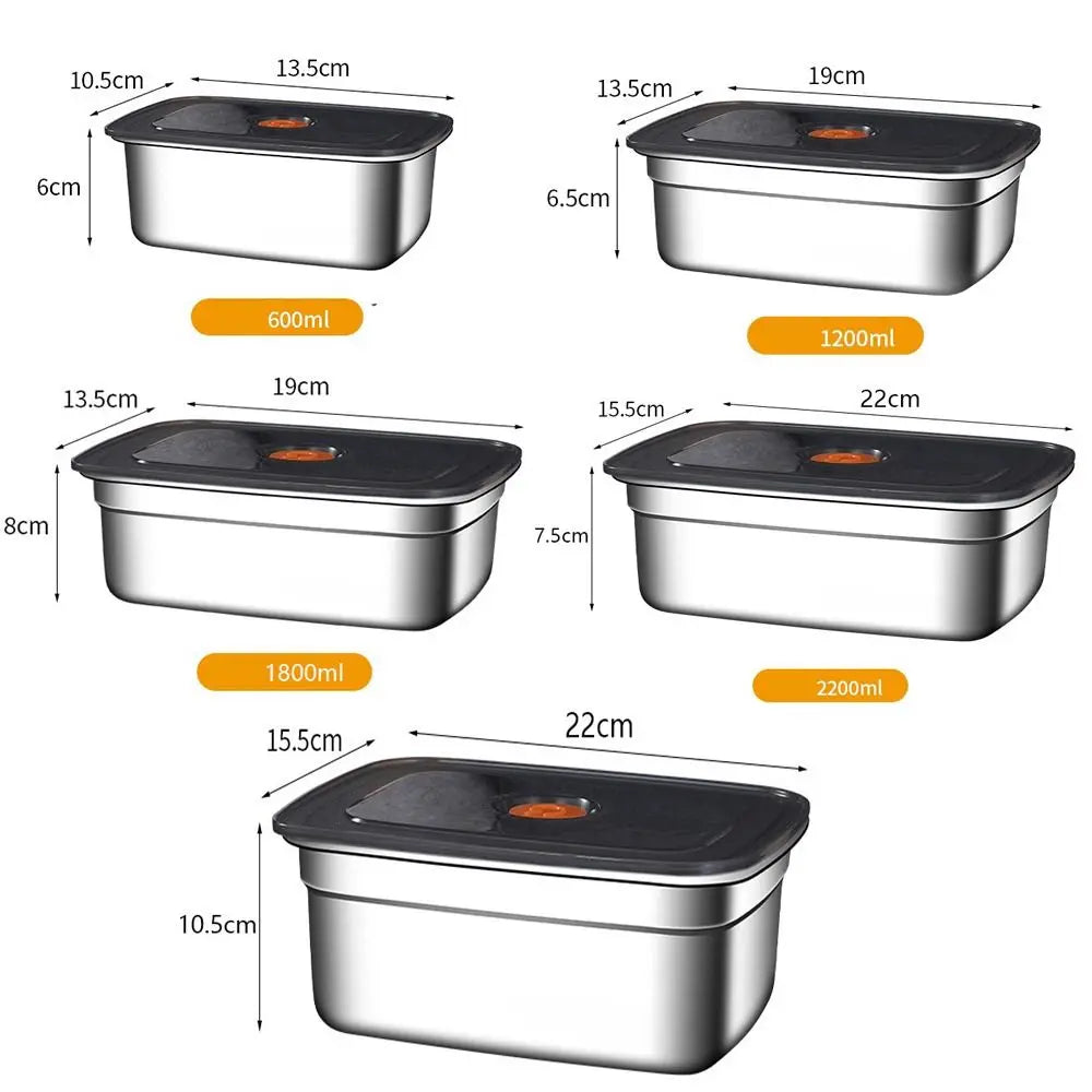 Stainless Steel  Large Capacity Refrigerator Freezer Storage Box Sealed Microwave Suitable Leak-proof Box