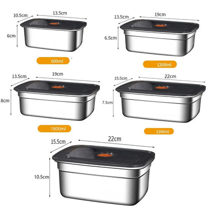 Stainless Steel  Large Capacity Refrigerator Freezer Storage Box Sealed Microwave Suitable Leak-proof Box