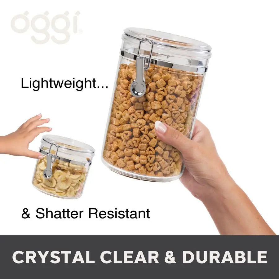 4pc Clear Canister Set with Clamp Lids and Spoons Airtight Food Storage Containers, Ideal for Kitchen and Pantry Storage