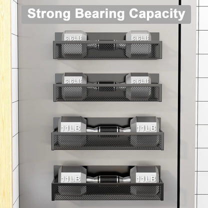 Magnetic Spice Rack for Refrigerator, 4 Pack Fridge Shelf with 8 Hooks for Kitchen Organization