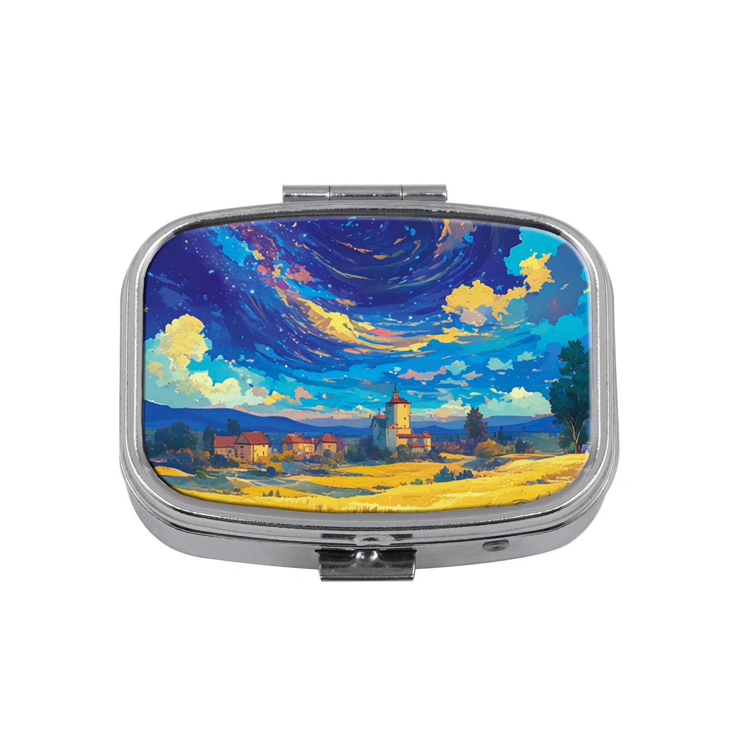 Cute Cats Pill Box Divided Metal Square Animals Tiger Birds Pill Box Travel Portable Medicine Case