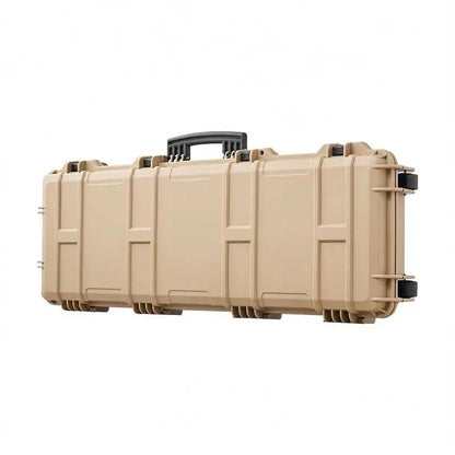 Rifle Protective Trunk 40 Inch For Hunting Shooting Range Tactical Training, Pre-cut Foam Lockable Latches Rolling Wheels Khaki Large Firearm Container Shotgun Airsoft Storage Case
