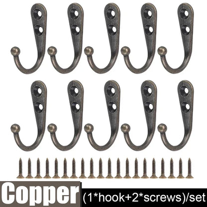 30set Alloy Hooks with Screws Wall Mounted Hanging Hangers for Coat Towel Bags Caps Hook Kitchen Bathroom Storage Rack Holders