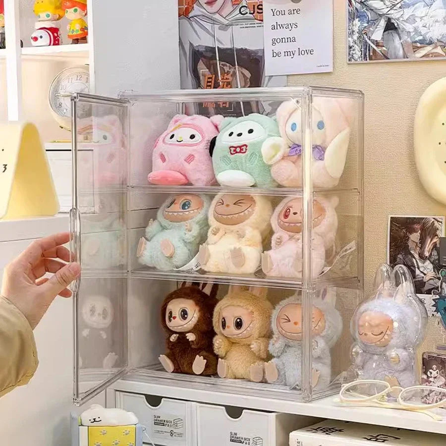 📦 US Warehouse Quick Ship Labubu Display Box, Transparent Acrylic Storage Case Dustproof for Doll Figures Blind Box Organizer