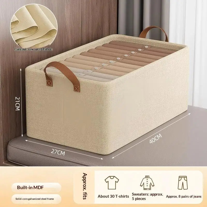 Foldable Fabric Storage Box for Home Use Wardrobe Organizer for Clothes and Pants Layered Storage Solution