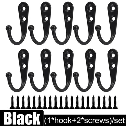 30set Alloy Hooks with Screws Wall Mounted Hanging Hangers for Coat Towel Bags Caps Hook Kitchen Bathroom Storage Rack Holders