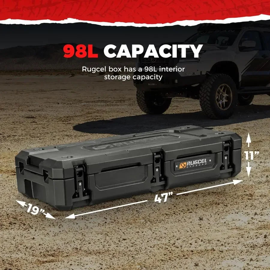 98L OffRoad Storage Case 90 Quart Waterproof Dry Box for Overland Trips, Car Camping amp Roof Gear Storage