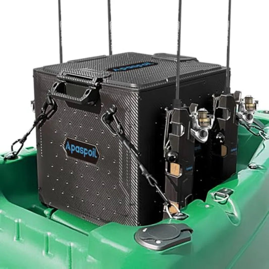 Kayak Fishing Crate with 4 Rod Holders 13x13 Tacklelack Durable Compact Gear Organizer for Most Fishing Kayaks