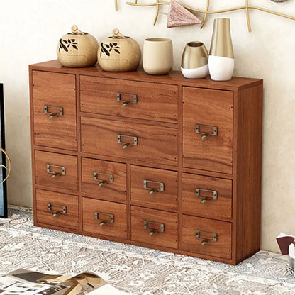 12 Drawer Wooden Apothecary Cabinet Small Stationery Storage Rack Library Card Catalog Cabinet for Bedroom Organization Storage