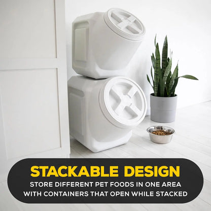 Stackable Dog Food Storage Container with Sealing Lid, Holds Up to 40 lbs Dry Pet Food, USA-Made - [20.5"L x 12"W x 16.75"H]
