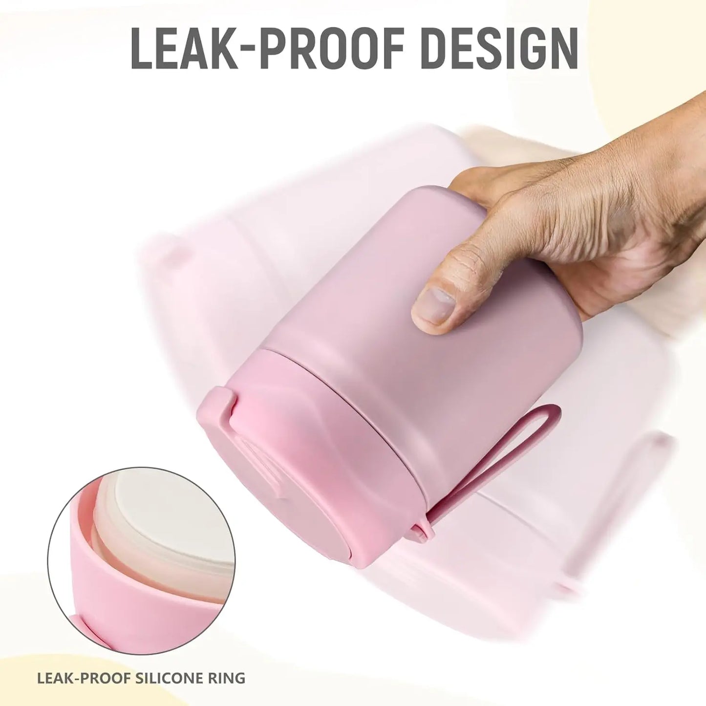 Insulated Vacuum Food Jar with Stainless Steel Spoon, Wide Mouth Thermo Leakproof Lunch Container for Hot Meals