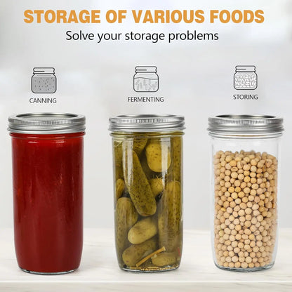 Wide Mouth 24oz Glass Canning Jars, 12-Pack with Airtight Lids for Food Storage and DIY Projects