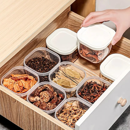 Reusable Small Freezer Storage Containers Stackable Airtight Spice Jars Food Sealing Boxes Kitchen Fridge Organizer and Pantry