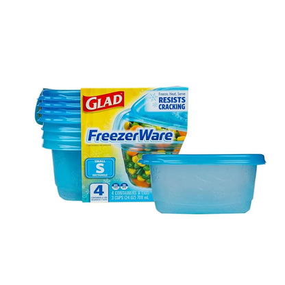 Ware FreezerWare Food Storage Containers with Lids, Small Rectangle BPA Free Plastic for Freezing Soups and Meal Prep, Crack