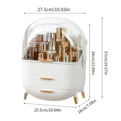 Portable cosmetic storage box with drawers expandable free-standing transparent acrylic cover dust-proof beauty rack
