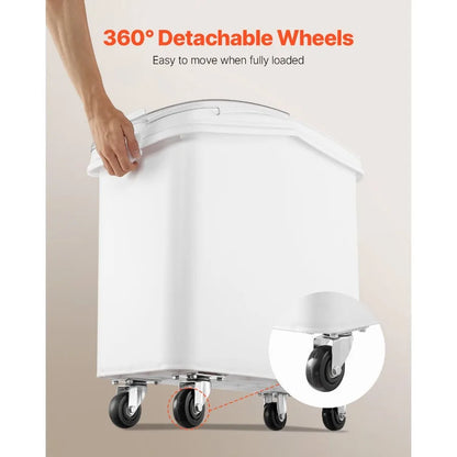 21Gallon/80L Large Rice Storage Container for Kitchen Ingredients Grain Cereal Flour Airtight Pet Food Dispenser Bin with Wheel
