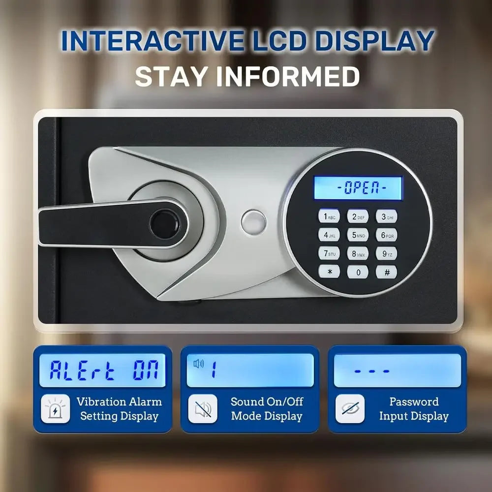 Biometric Handgun Safe 1.8 Cubic Feet - Quick Access Fingerprint Security Lock Box for Firearms and Valuables with Dual Alarm Sy