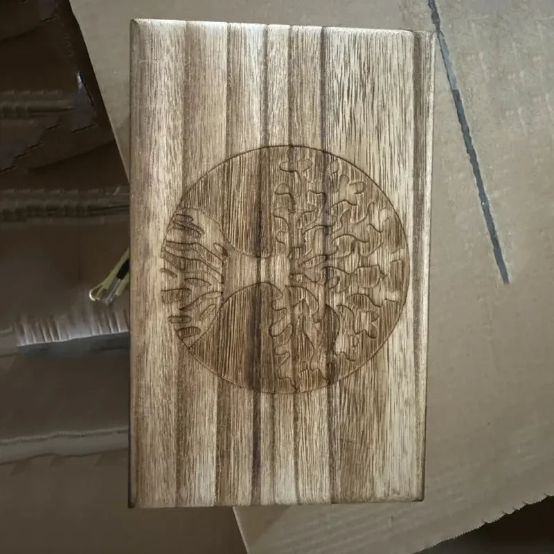 Handmade Wooden Tree of Life Engraving Keepsake Box Jewellery Organizer Unique Gift Ideas for Men & Women
