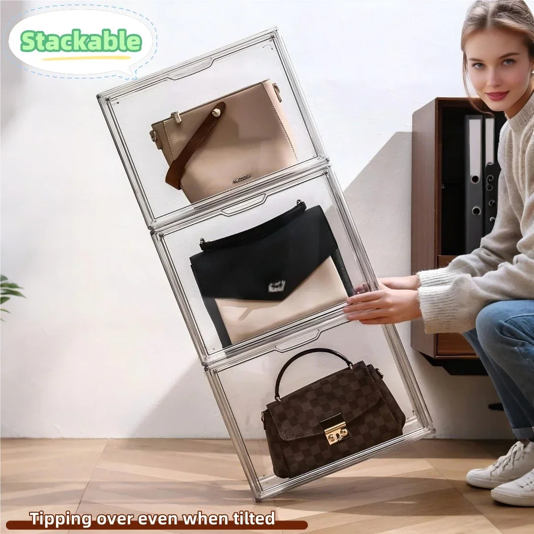1pc/3pcs Clear Display Case Large Capacity Storage Box Organizer For Figures Acrylic Box Blind Box Makeup Toy Showcase For Bag