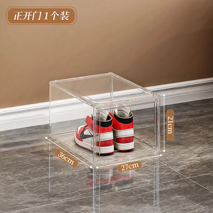 New Thickened Transparent Acrylic Shoe Box With Magnetic Flip Cover Dustproof Storage Box Multi-Layer Stackable Combinatio