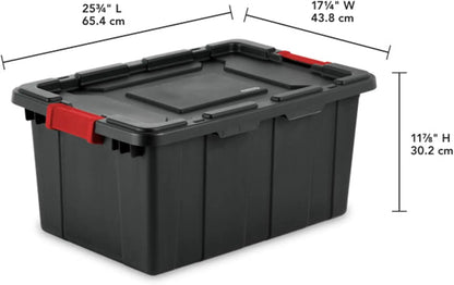 6-Pack Heavy-Duty Plastic Storage Bins with Lids, 15 Gallon Black Organizing Containers for Home and Office