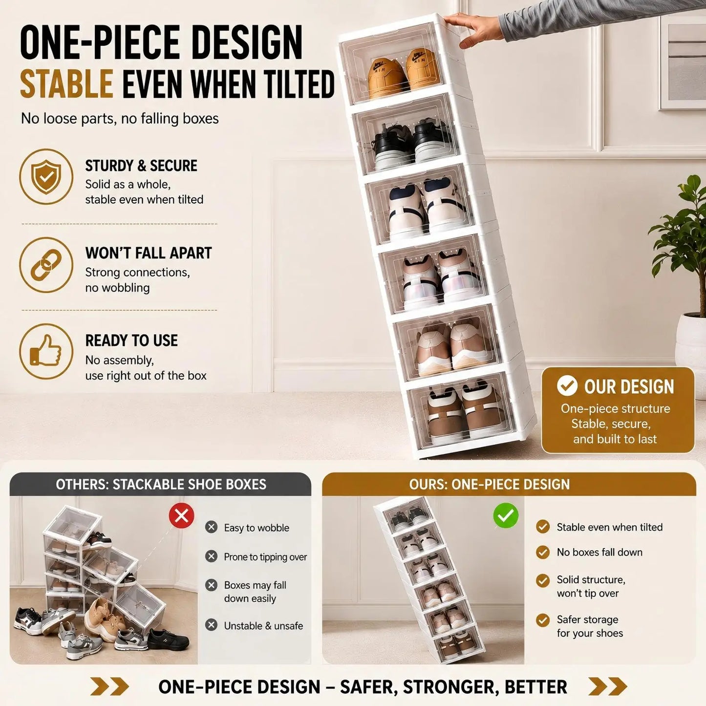 6 Layers Shoes Box Foldable Transparent Sneaker Shoe Storage Organizers Box Stackable Dustproof High-top Cabinet Shoe Rack Shelf