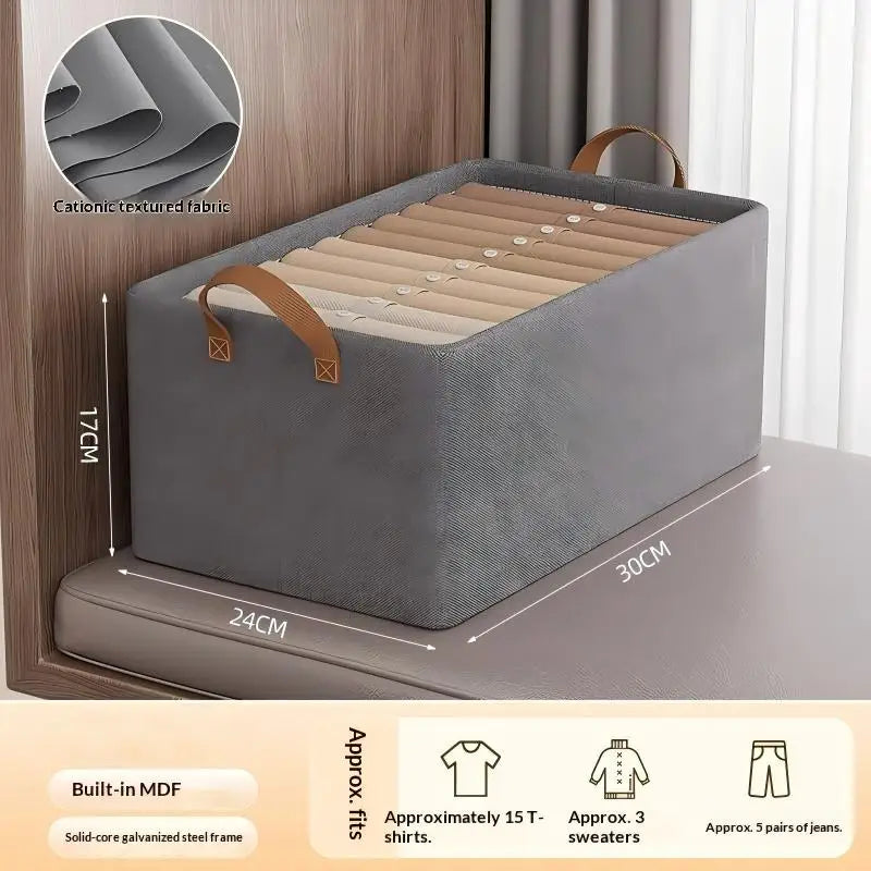 Foldable Fabric Storage Box for Home Use Wardrobe Organizer for Clothes and Pants Layered Storage Solution