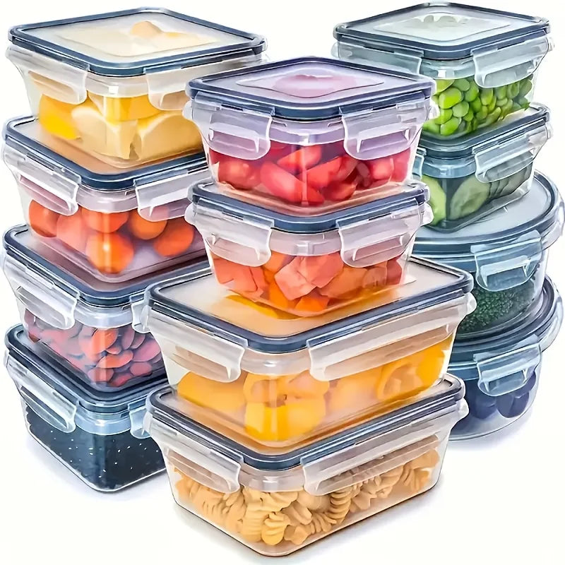 12pcs Food Storage Container Set With Easy-Snap Lids - Airtight Plastic Containers