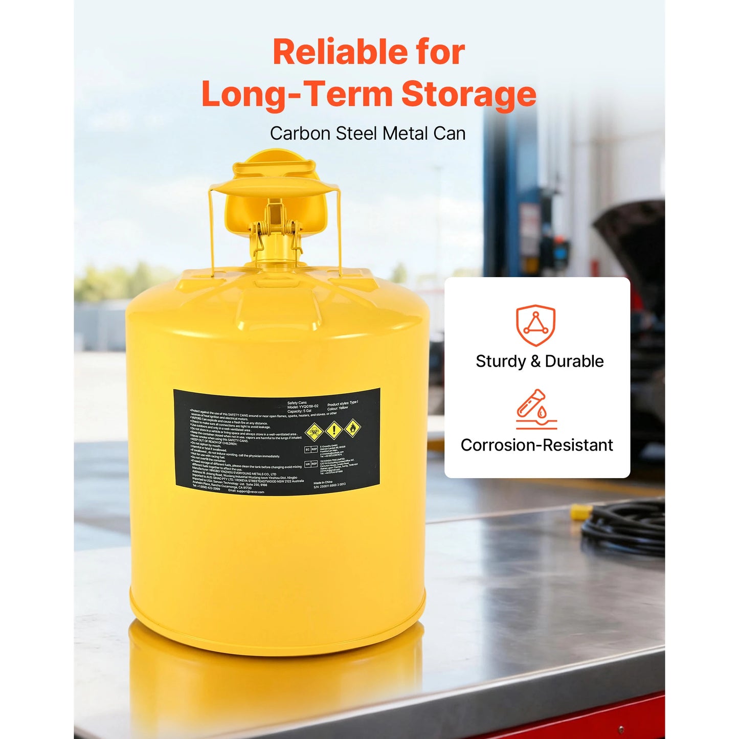 SucceBuy Safety Can 5 Gal Type I Yellow Safety Can for Diesel with Self-Closing Lid and PE Funnel Storage