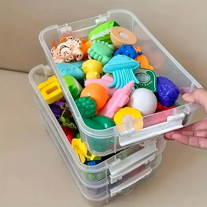 4 Layers Stackable Desk Storage Organizer Transparent Plastic