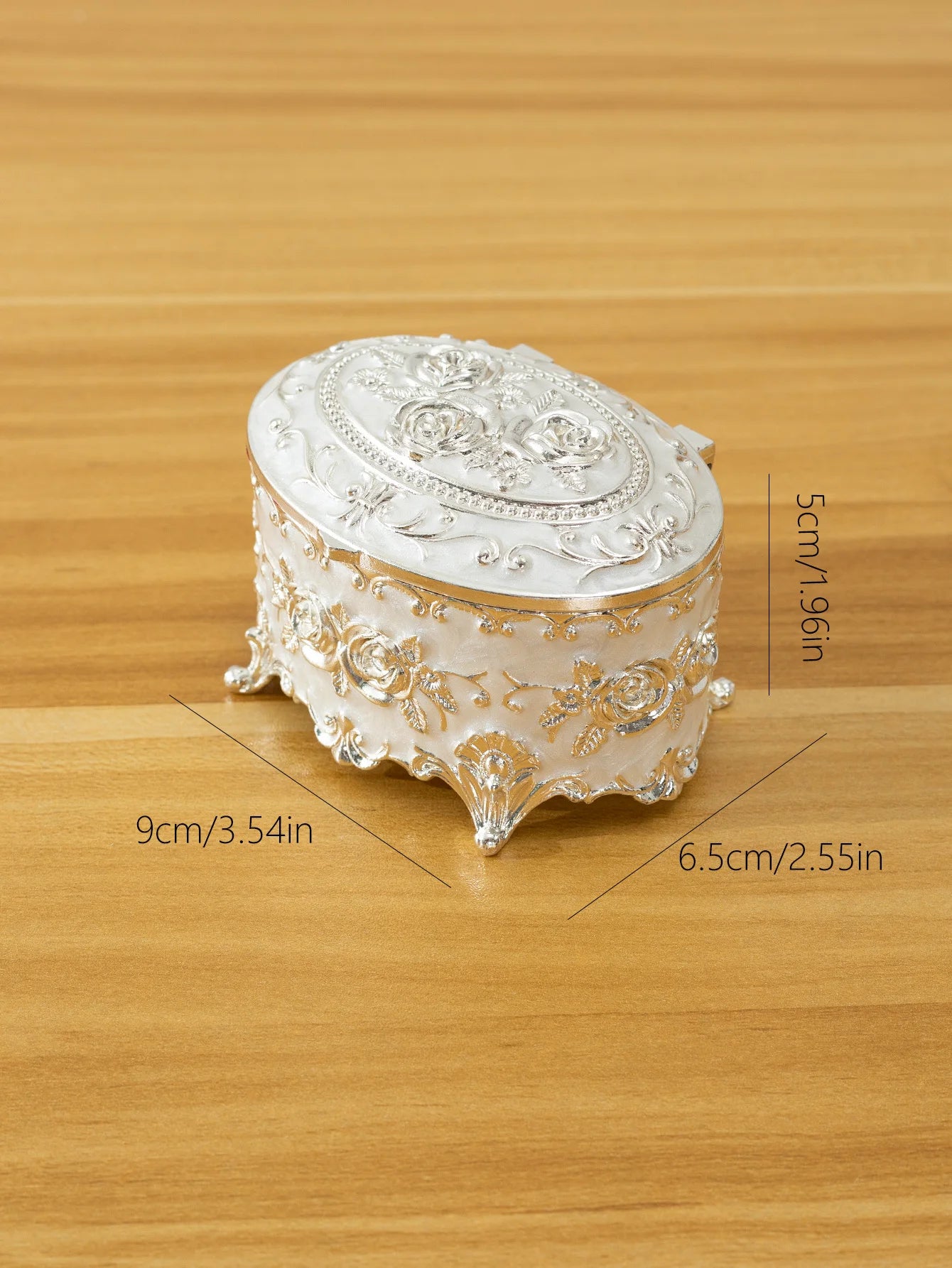 European Vintage Jewelry Box Small Gold-plated Metal CreativeHand-painted High-end Rose Jewelry Storage Box Cotton Swab