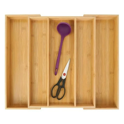 Bamboo Expandable Kitchen Drawer Organizer, Adjustable Utensil Holder and Cutlery Tray Organiser, Drawer Divider for Silverware
